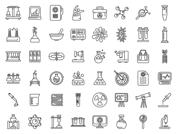 Laboratory Research Icons Set Outline Vector Science Dna Medicine Microscope — Stock Vector