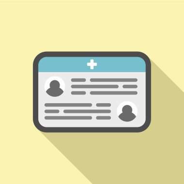Elektronik hasta kartı ikonu düz vektör. Doktor kaydı. Tablet raporu