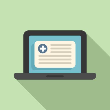Laptop hasta kartı ikonu düz vektör. Kayıt doktoru. Bilgisayar elektroniği