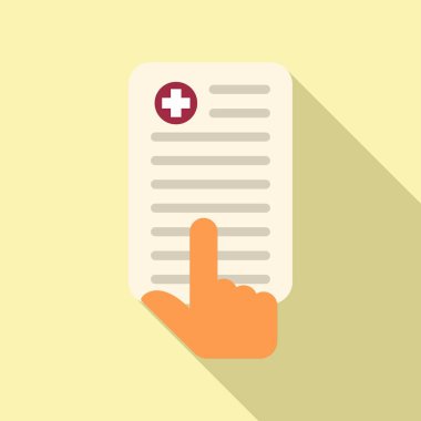 Tıbbi kart simgesini düz vektörle ara. Bilgisayar kaydı. Tıbbi bakım