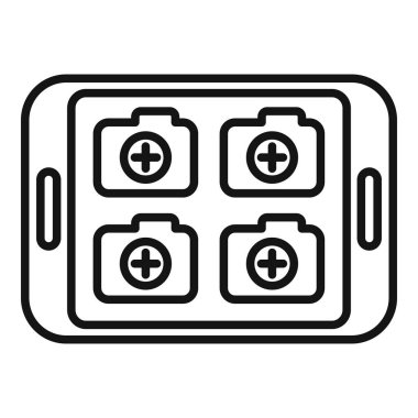 Tablet veri simgesi ana hatları vektörü. Sabıkalı. Rapor profili