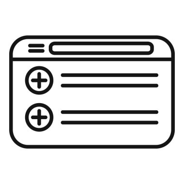 Web hasta ikonu ana hatları vektörü. Kayıt doktoru. Elektronik rapor