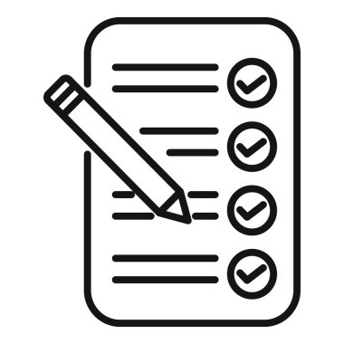 Görev tamamlanmış simge ana hatları vektörü. Olay zamanı. Tahta listesi