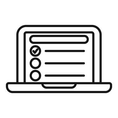 Dizüstü bilgisayar görev çizelgesi ana hatları vektörü. Gündem meşgul. Arayüz iletisi