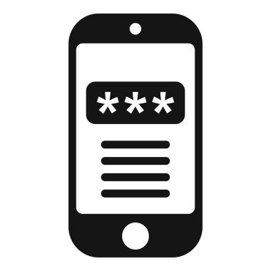Akıllı telefon kod simgesi basit vektör. Güvenliği kilitle. Enigma makinesi