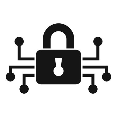 Dijital asma kilit simgesi basit vektör. Kilit kodu. Kilidi aç