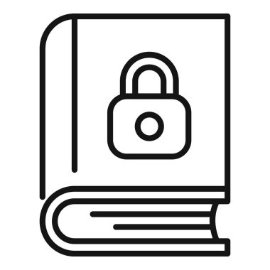 Kitap kilit simgesi ana hat vektörü. Şifre verileri. Kod bilgisayarı