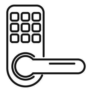 Kapı kilidi simgesi ana hat vektörü. Şifre verileri. Kod kilidi