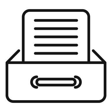 Dosya çekmece simgesi ana hatları vektörü. Yedek veriler. Dijital depola