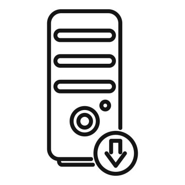 Bilgisayar yedekleme simgesi ana hatları vektörü. Veri bulutu. Ağ sistemi