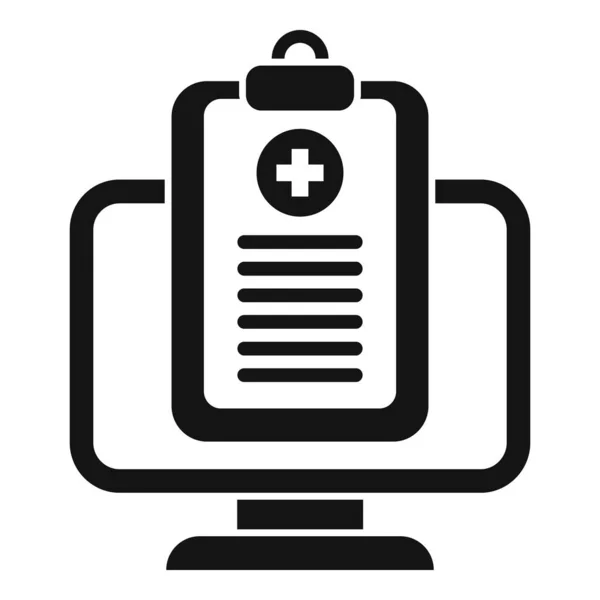Icône Rapport Carte Médicale Vecteur Simple Ordinateur Électronique Profil Santé — Image vectorielle
