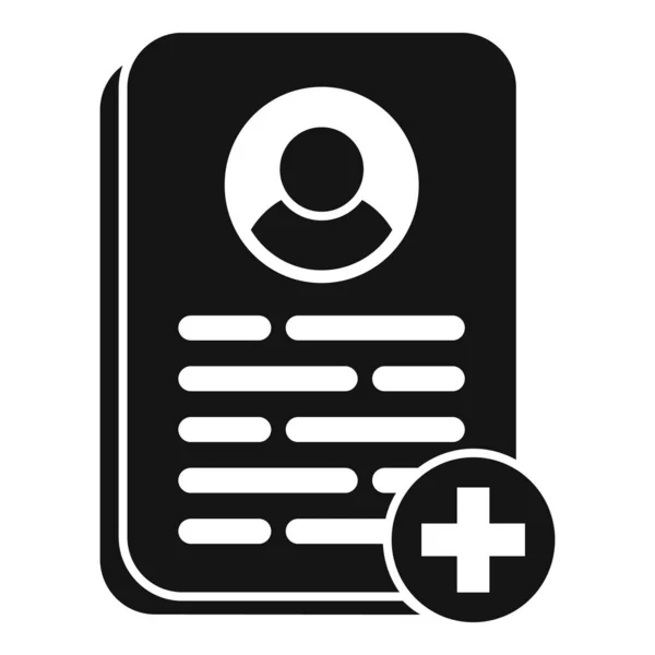 病人医疗卡图标简单载体 医生记录报告概况 — 图库矢量图片