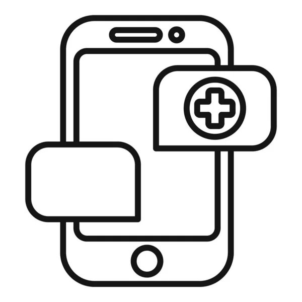 Telefon Medicinsk Chatt Ikon Kontur Vektor Patientjournaler Elektronisk Tablett — Stock vektor