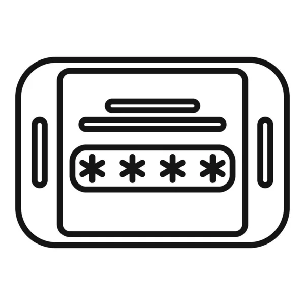 Tablet Password Icon Outline Vector Data Cipher Lock Code — Stock Vector