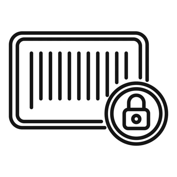 Secured Bar Code Icon Outline Vector Cipher Data Lock Security — Stock Vector