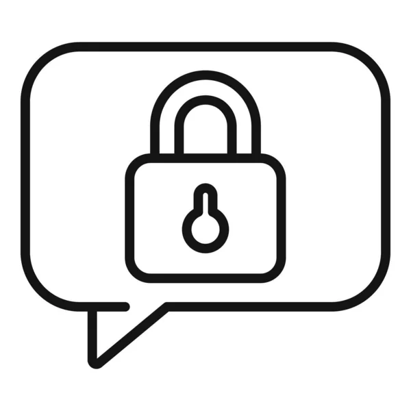 Bloquear Mensagem Ícone Contorno Vetor Código Segurança Desbloquear Seguro —  Vetores de Stock