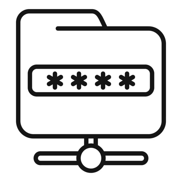 Mot Passe Icône Dossier Contour Vecteur Données Informatiques Éducation Énigmatique — Image vectorielle