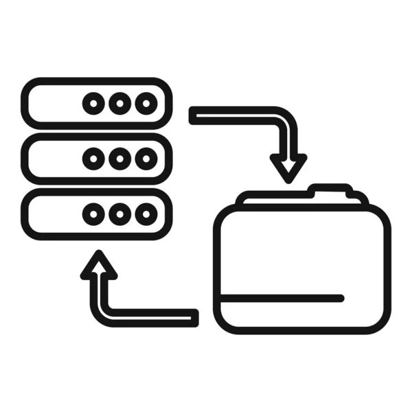 Ikon Folder Jaringan Garis Besar Vektor Data Cadangan Penyimpanan Komputer - Stok Vektor
