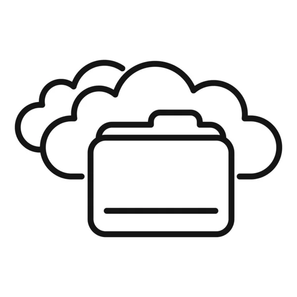 Вектор Контура Иконки Папки Файла Облако Данных Сервер Хранения — стоковый вектор