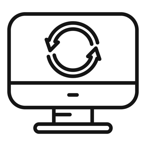 Copia Seguridad Icono Contorno Vector Nube Datos Almacenamiento Informático — Vector de stock