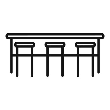 Bar tezgahı ikon taslak vektörü. Kafe masası. Yemek masası