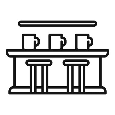 Bar masa simgesi ana hatlı vektör. Kafe barı. Yiyecek içecek.