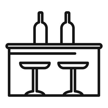 Kokteyl tezgahı ana hatları vektörü. Kafe masası. Şarap suyu.