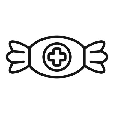 Öksürük şurubu damlaları ana hatları vektörü. Ağrı kesici. Gribi bırak