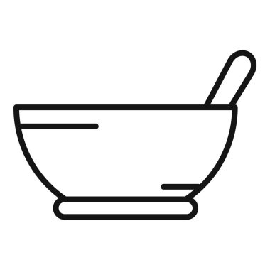 Tıbbi kase ikonu ana hatları vektörü. Boğaz öksürüğü. İlaç balı.