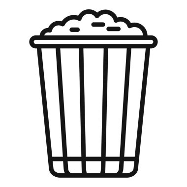 Patlamış mısır poşeti ana hatları vektörü. Makine mısırı. Yiyecek satıcısı.