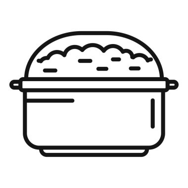 Patlamış mısır tam saksı ikonu ana hatları vektörü. Mısır makinesi. Aşçı