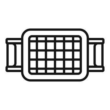 Mutfak sebze kesme ikonu ana hatları vektörü. Dilimleme makinesi. Elini kes.