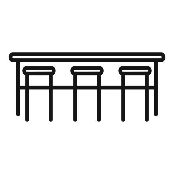 Bar Counter Chair Icon Outline Vector Cafe Table Food Desk — Stock Vector