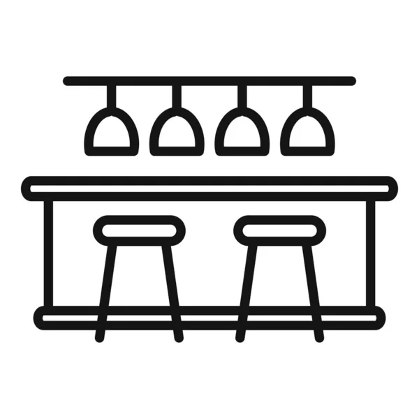 Bar Licznik Wewnętrzny Ikona Zarys Wektor Stolik Kawiarni Żywność Piwna — Wektor stockowy
