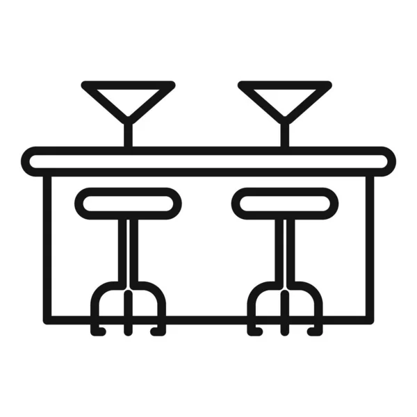 家具条计数器图标矢量轮廓 咖啡桌 食品服务台 — 图库矢量图片