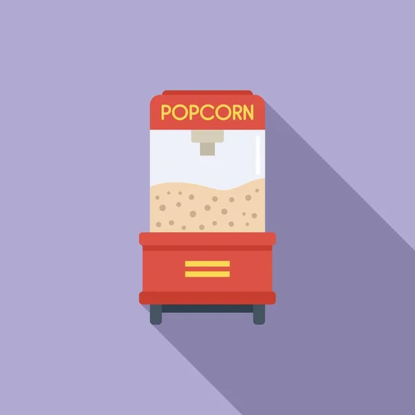 Popcorn Μηχανή Εικονίδιο Επίπεδη Διάνυσμα Τρόφιμα Καλαμποκιού Βάση Καλαθιού — Διανυσματικό Αρχείο