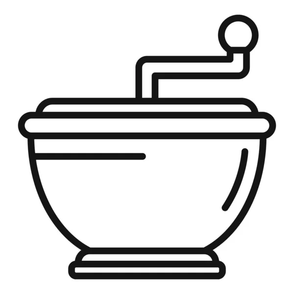 Bowl Ícone Cortador Vegetal Contorno Vetor Corte Mão Ferramenta Cozinhar —  Vetores de Stock