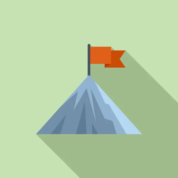 Career Flag Mountain Icon Flat Vector Top Climb Target Business — Stock Vector