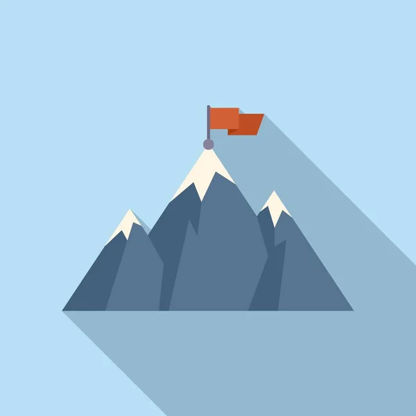 Bandera Destino Icono Montaña Vector Plano Escalada Carrera Éxito Empresarial — Vector de stock