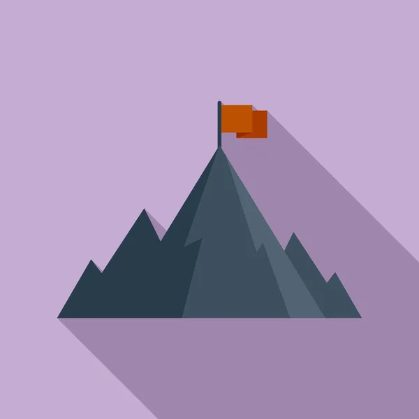 Dağ Ikonu Düz Vektöründe Bayrağa Ulaşın Bir Kariyer Tırmanma Başarısı — Stok Vektör