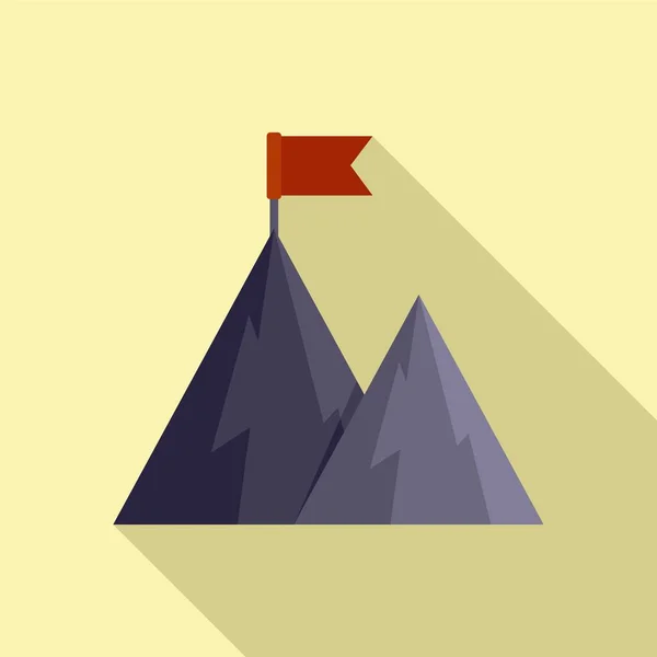 Vlajka Cíle Plochém Vektoru Horské Ikony Kariérní Vzestup Cílový Úspěch — Stockový vektor