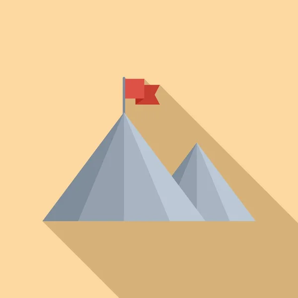 Rise Flag Mountain Icon Flat Vector Top Career Peak Concept — Stock Vector