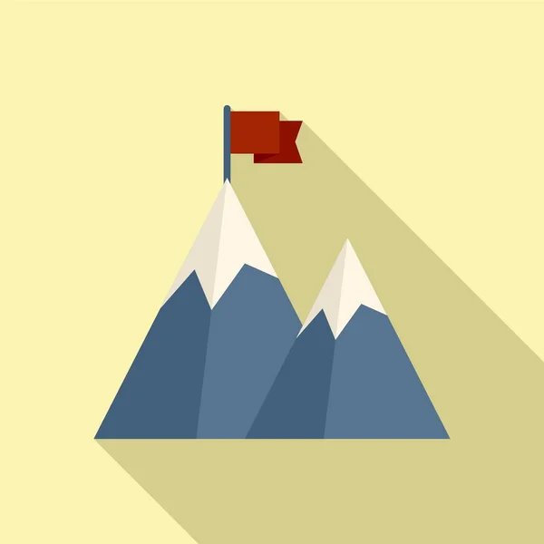 Flag Mountain Motivation Icon Flat Vector Top Career Peak Concept — Stock Vector