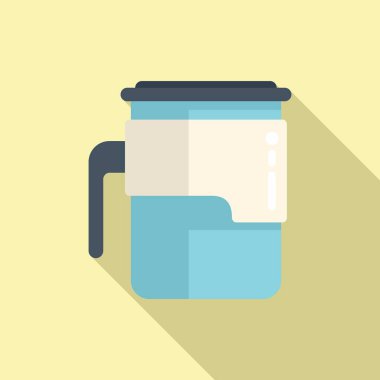 Termo bardak ikonunun düz vektörünü geri dönüştür. Kahve kupası. Seyahat şişesi.