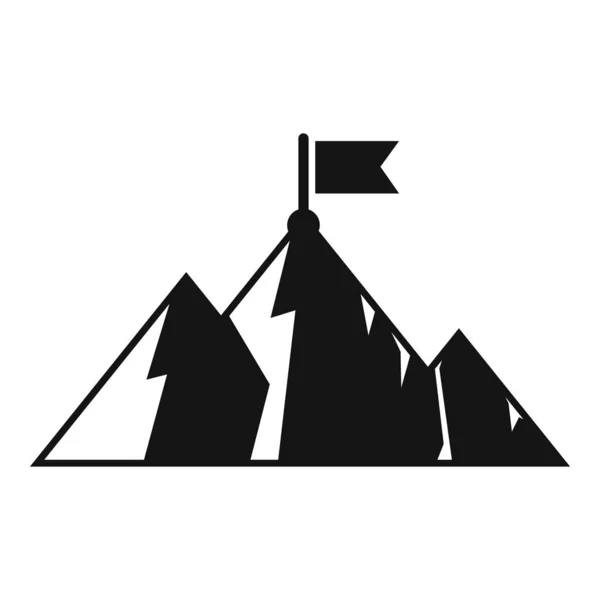山顶旗子上的图标简单的矢量 职业攀登 目标业务 — 图库矢量图片