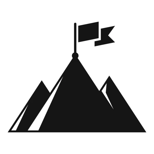 Drapeau Victoire Sur Icône Montagne Vecteur Simple Top Affaire Pic — Image vectorielle