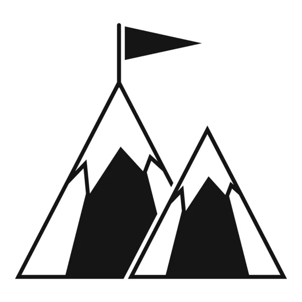 Σημαία Ηγεσίας Στην Εικόνα Του Βουνού Απλό Διάνυσμα Κορυφή Προσέγγιση — Διανυσματικό Αρχείο