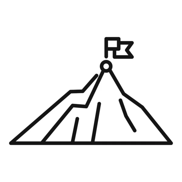 Bandera Icono Montaña Contorno Vector Mejor Carrera Concepto Pico — Archivo Imágenes Vectoriales