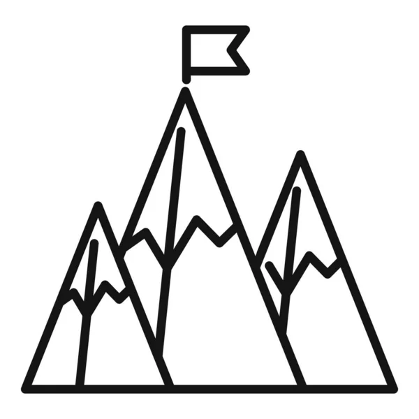 Bandera Éxito Icono Montaña Contorno Vector Mejor Carrera Concepto Pico — Archivo Imágenes Vectoriales