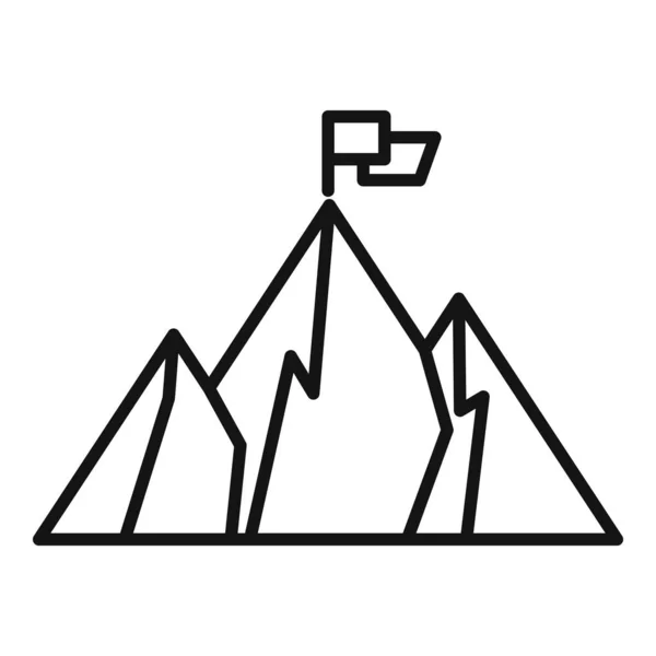 Bandera Destino Icono Montaña Contorno Vector Escalada Carrera Éxito Empresarial — Archivo Imágenes Vectoriales